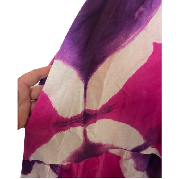 Busayo One Shoulder Maxi Dress Pink Purple White Tie Dye Size 10 - Picture 7 of 8